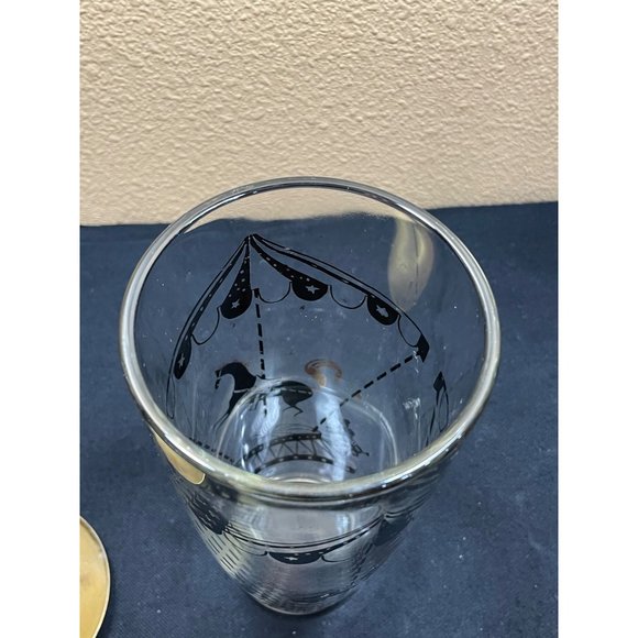 Vintage Circus Carousel Horses Poodles Cocktail Shaker Black Gold Retro - Picture 6 of 9